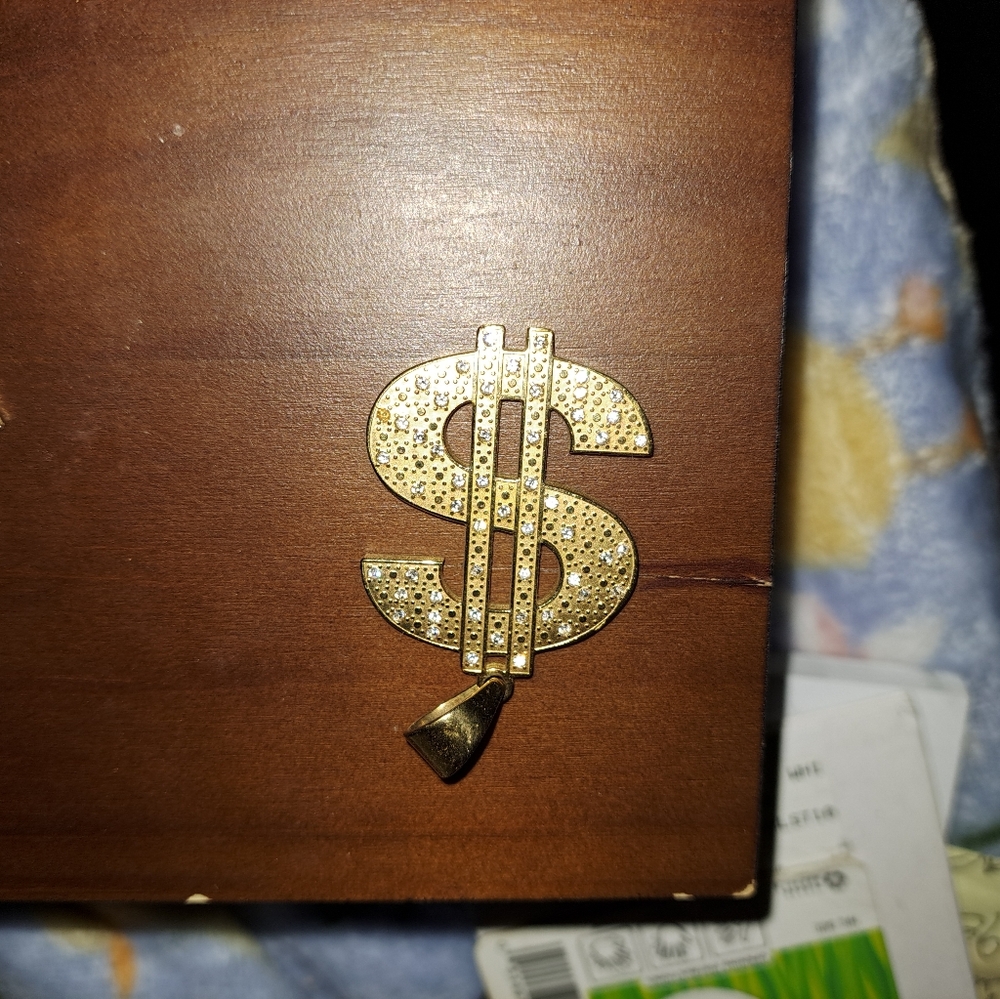 Solid 19k gold money pendant